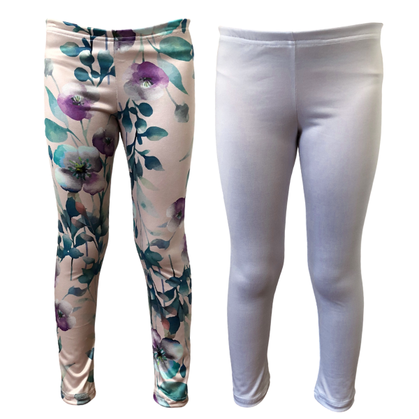 Baby/Toddler/Kids-Full-Length Leggings Duck Egg Purple &amp; White