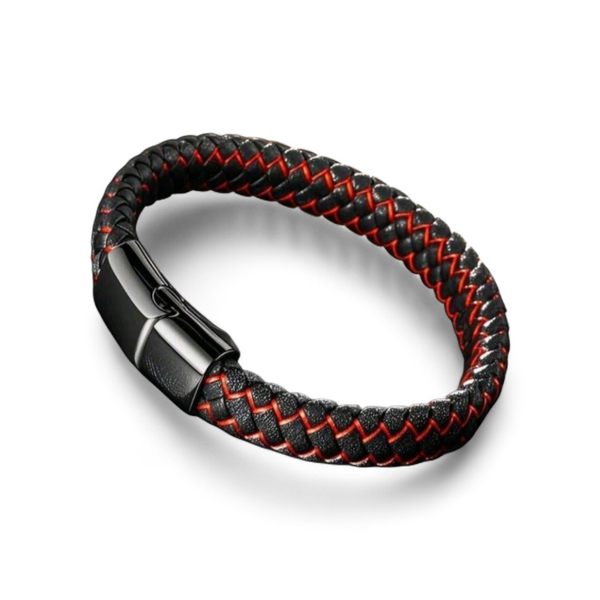 Premium Woven Leather Bracelet with Titanium Steel Closure