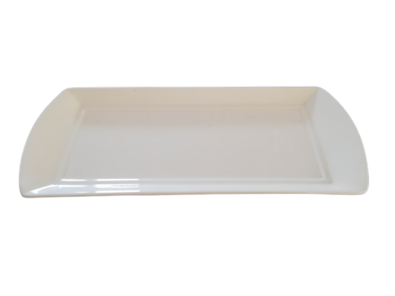 Platter 39x17x2cm Porcelain Grooved Border CC13069-3