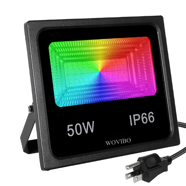 Smart 50W RGB Bluetooth Flood Light - IP66 Waterproof, APP &amp; Remote Control