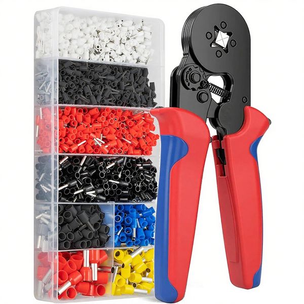 Ferrule Crimping Tool Kit Crimper Plier with 1800 Pcs Connectors Wire End