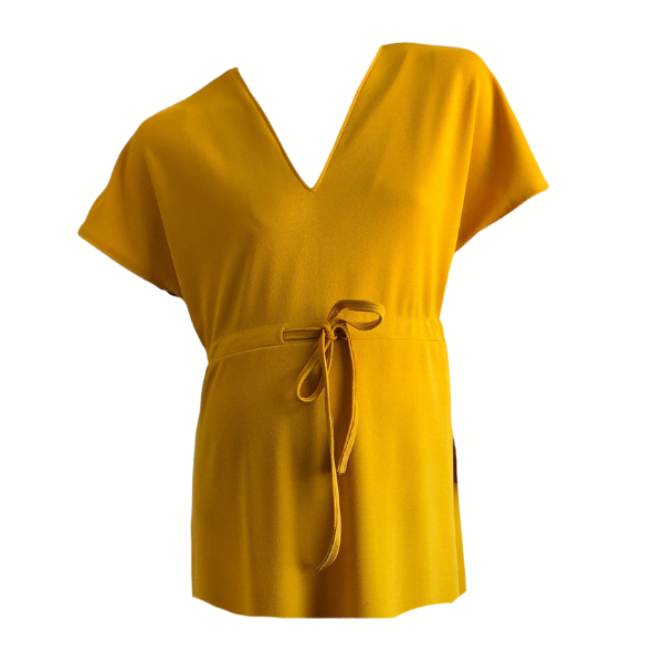 Mustard Super Soft Summer Maternity - V-Neck Top - Extra Length