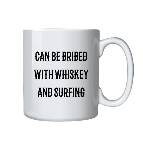 Whiskey and Surfing Coffee Mug - Best Funny Novelty Gift Idea for