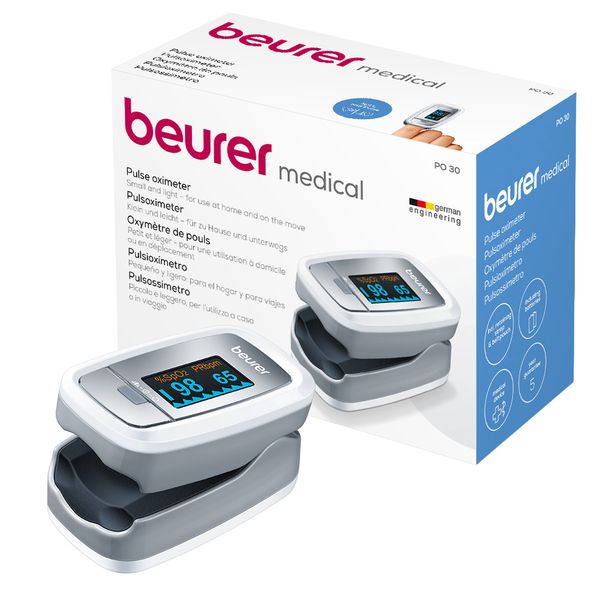 Beurer Pulse Oximeter: Oxygen Saturation Level &amp; Pulse Rate Monitor PO 30