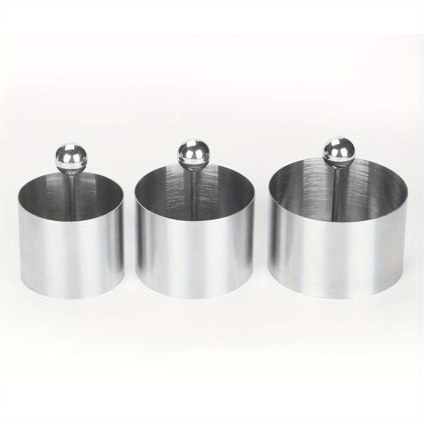 Stainless Steel Cake Rings Set with Pusher 3 Sizes