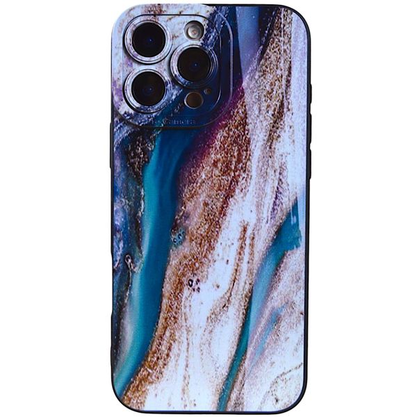 Phone Case with Marble Print &amp; Pro Cam - Iphone 16 Pro Max - Blue &amp; Brown