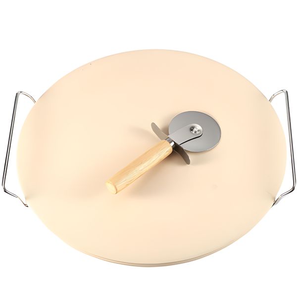 13 Inch Pizza Stone Set with Pizza Cutter Oven Baking Grilling Stone Set