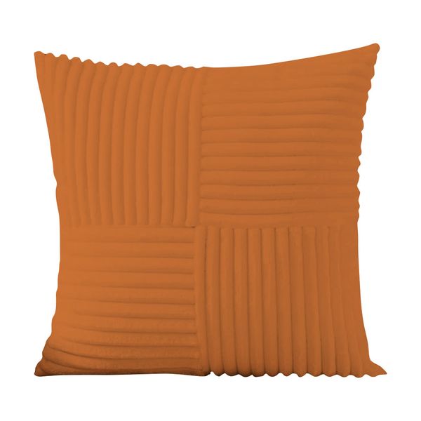 Pandok - Velvet Corduroy Abstract Cushion Cover with Inner - Tangerine