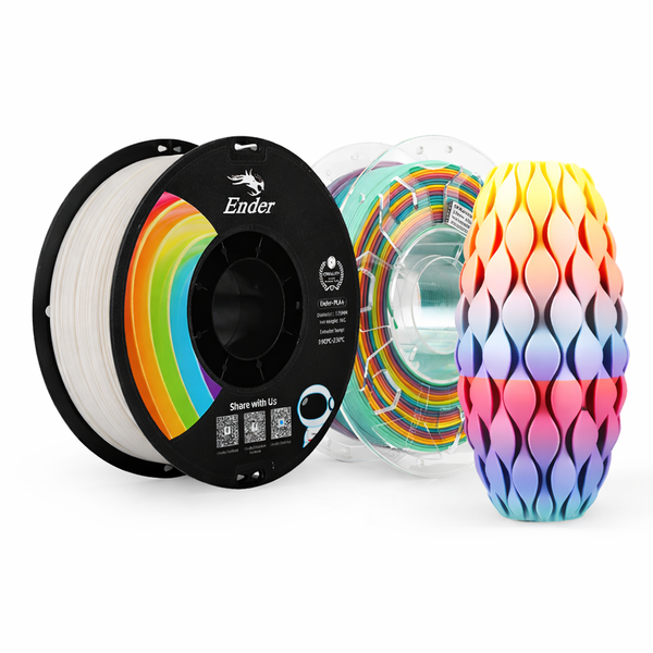 Creality 3D Filament Bundle - White PLA+ &amp; Matte Rainbow, 1.75mm 1kg Each
