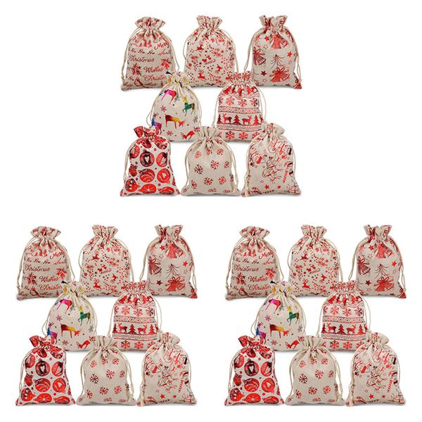 48Pcs Christmas Drawstring Gift Bags Burlap Gift For Candy Wrapper