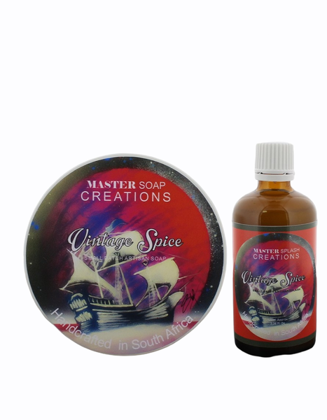 Shaving Soap &amp; Splash combo Master Soap Creations Vintage Spice