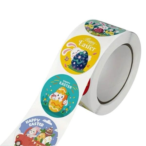 2.5cm - 500 Pieces - Round Easter Bunny Party Decorations Label Stickers