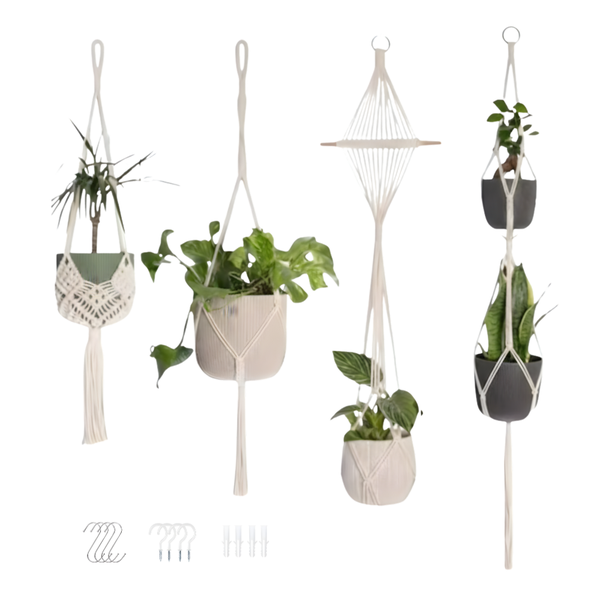 Arfast - Macrame Plant Hangers for Indoor/Outdoor Plants - Set of 4