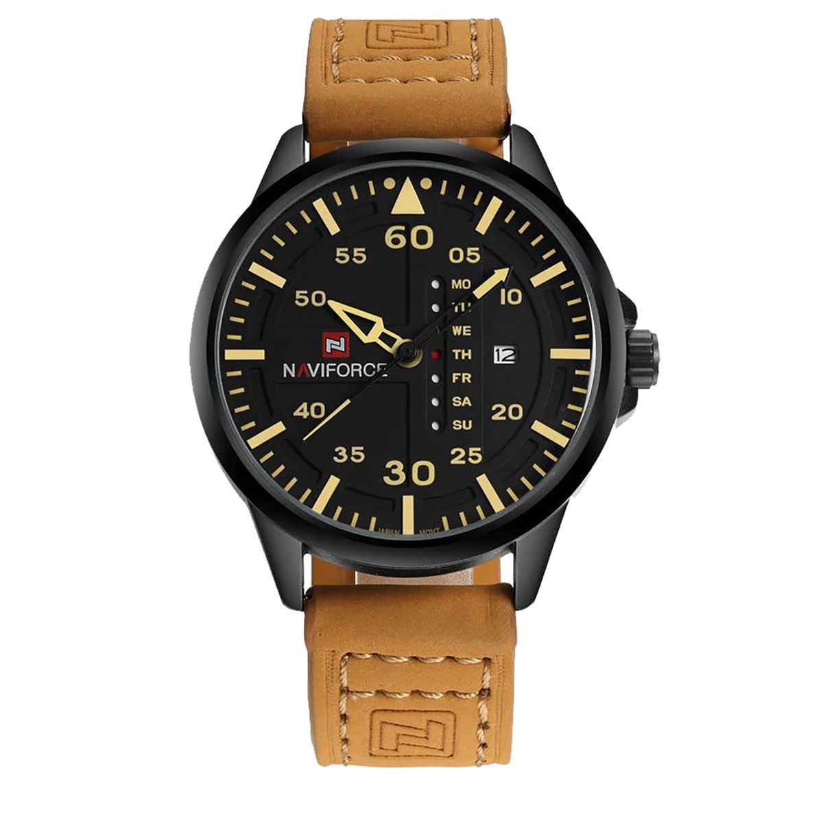 Nafivorce Brown leather strap with Black Dial, Watch for Men | Buy ...