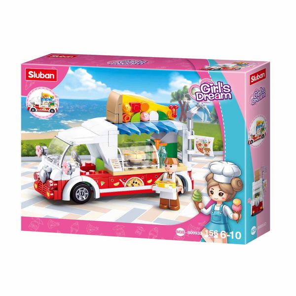 Sluban Building Set: Girls Dream Pizza Truck - 156 Pieces