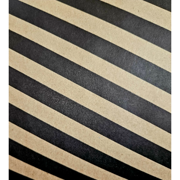 Kraft Wrapping Paper With Black Diagonal Stripes - 10 m roll