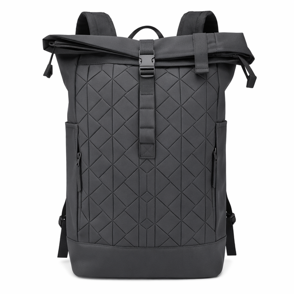 Roll-Top Laptop Backpack for Work &amp; Travel - Black