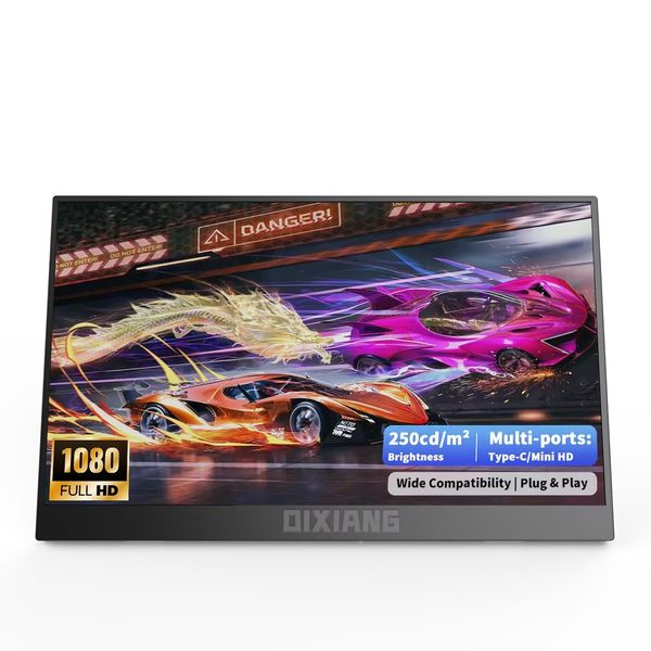 Dixiang 15.6" Portable Monitor Full HD IPS 1080P USB-C &amp; Mini HDMI Display