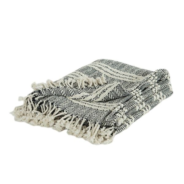 Woollen Blend Blanket Throw Grey Snowflake image