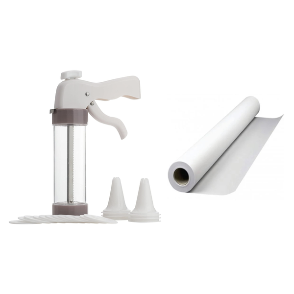 Deluxe 23 Piece Cookie Press Set with 5m Non-Stick Baking Paper