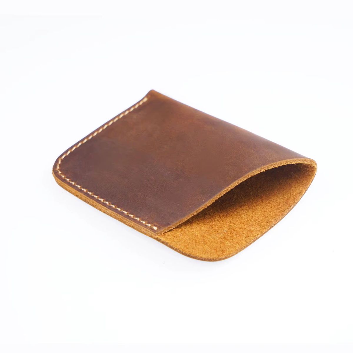 Vintage Genuine Leather Wallet - Hand-Stitched Cowhide Card Holder