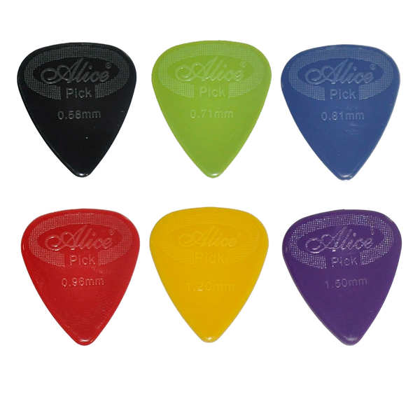 Alice Guitar Plectrums Pack of 6 Various Colours and Various Thickness