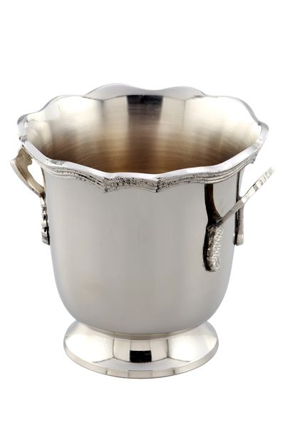 Ice Bucket - Silver Plated With Border and Handles