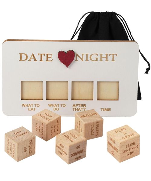 Fun Wooden Night Dating Decision Dice,Gifts for Boyfriend-Girlfriend