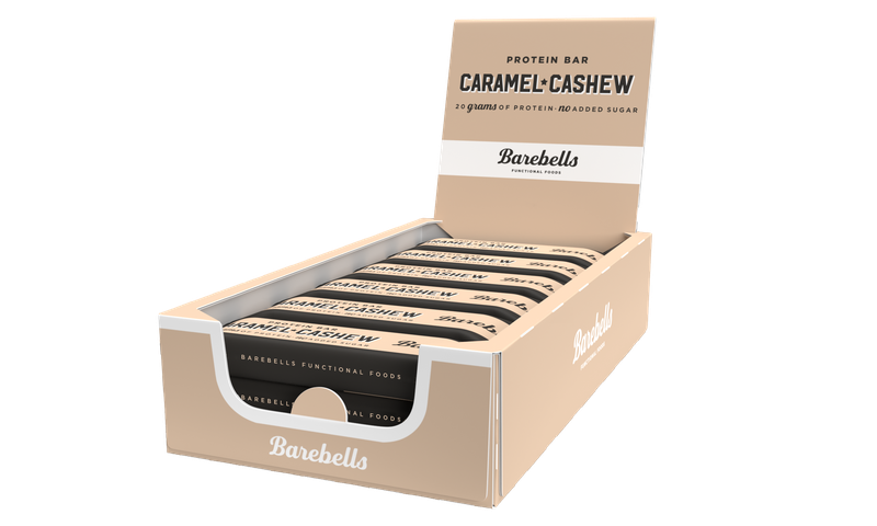Barebells High Protein, No Added Sugar Bar, 12 x 55g- Caramel Cashew