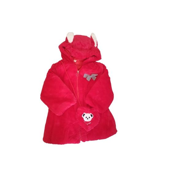 Beautiful Fluffy Red Hooded Winter Jacket for Girls