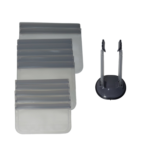 Reusable Food Storage Bags &amp; Ziplock Storage Bag Holder Set