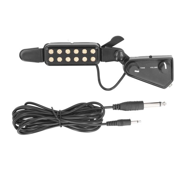 Magnetic Guitar Pickup - Volume Adjustable, 3m Cable, Black