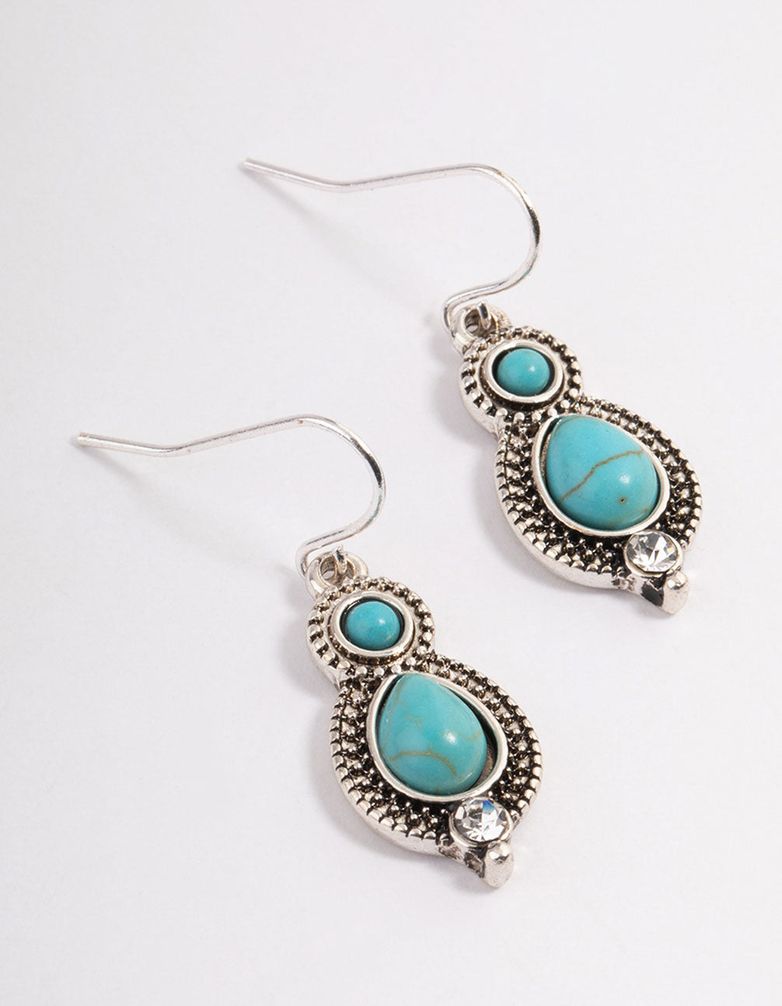 Antique Silver Cabochon Drop Earrings | Shop Today. Get it Tomorrow ...