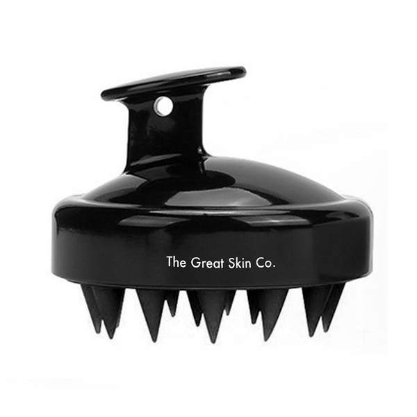 The Great Skin Co Exfoliating Silicone Scalp &amp; Hair Massage Brush - Black