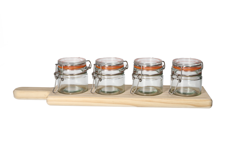 Danny home Mini Glass Jar Clip Top &amp; Bamboo Shelf