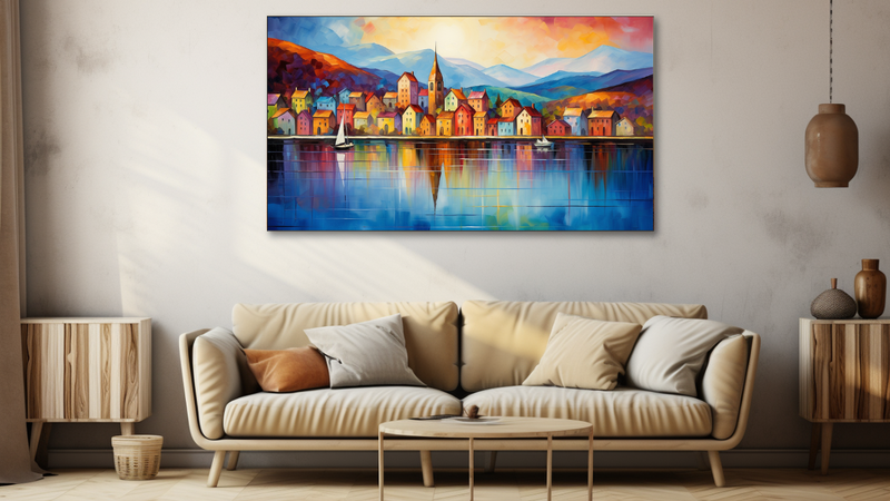 Canvas Wall Art - Lakeside Symphony Abstract - HD0026