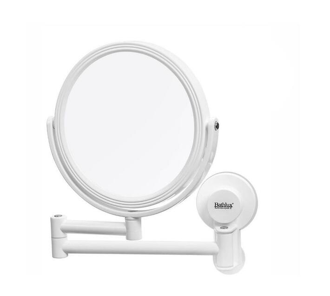 White-Round Rotatable Extendable Arm Mirror With Suction Cup /Ten-Tech
