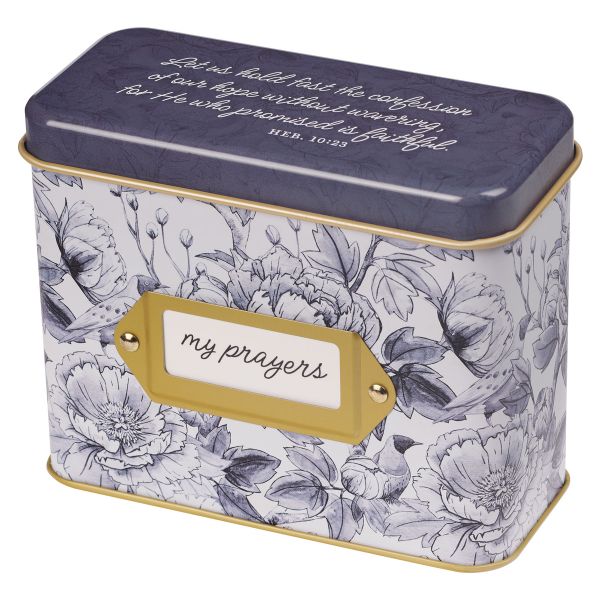 Promise Cards in Tin - My Prayers, Blue Floral