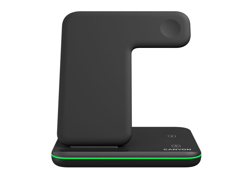 Canyon 3-in-1 Wireless Charging Station QI-Tech Fast Charge for Apple Black