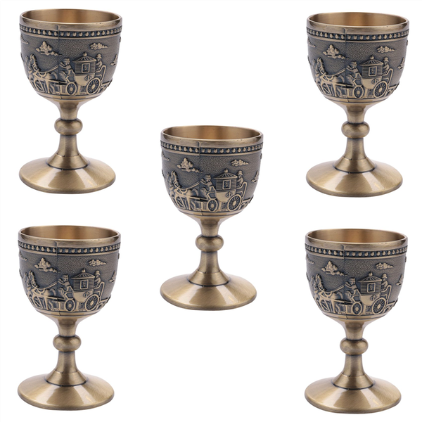 5X Wine Cup Small Goblet Household Copper Wine Glass Carving Pattern