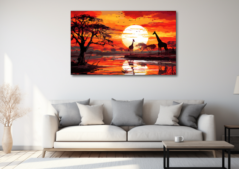 Canvas Wall Art - Safari Sunset Abstract - MT0147