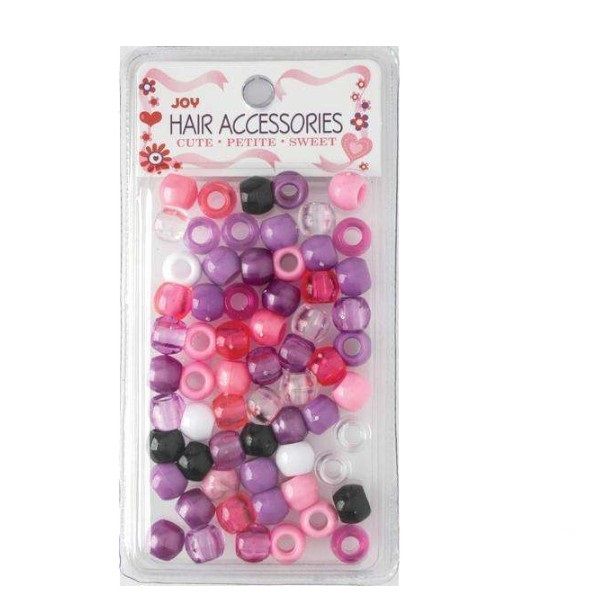 Joy - 60 Piece Large Hair Beads - Purple &amp; Pink Assorted - 4-Pack