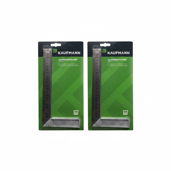 Kaufmann Aluminum Square 250mm for Precise Measurements in DIY - 2 Pack
