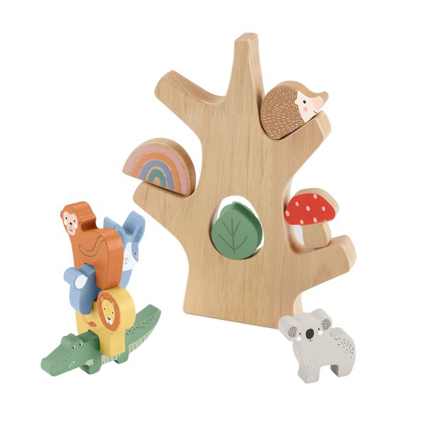 Fisher-Price Wooden Balance Tree Preschool Stacking Activity Toy - 10 Pieces