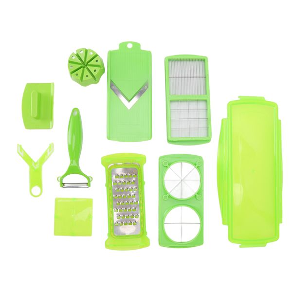 Vegetable Cutter 13pcs Vegetable Slicing Tool Green Vegetable Shredder