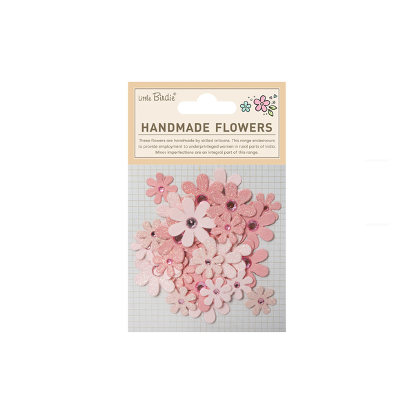Handmade Flowers Sparkle Florettes - Pink Passion 30pc