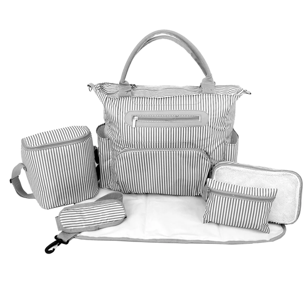 Baby Accessories Bag Value Set, Baby Travel Organizer - 5 Pieces - Grey