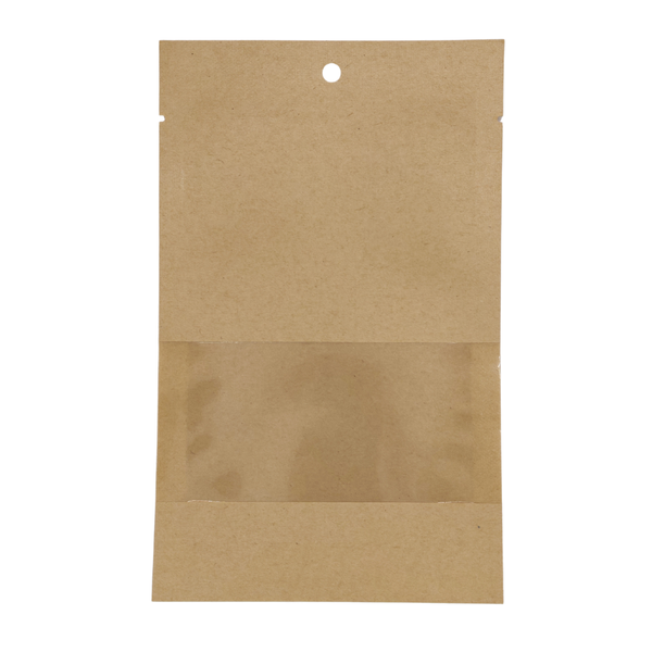 Kraft Flat Pouch with Window - Brown - 100 Pack