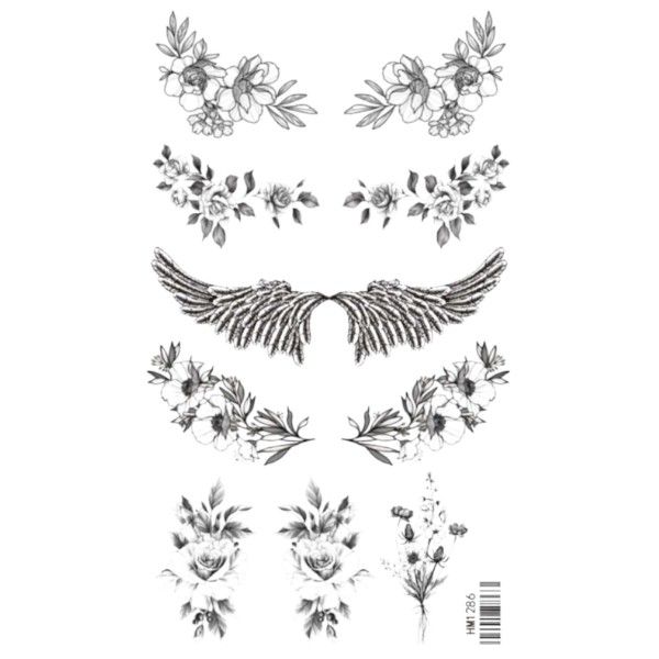 1 Piece - Majestic Winged Horse Temporary Tattoo - Black