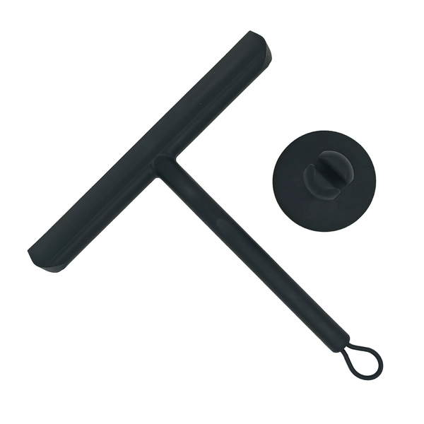 Silicone Wiper - Bathroom Glass Mirror Cleaning Scraper - Black